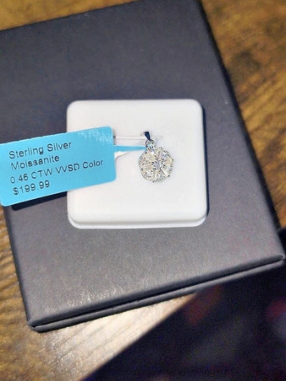 0.46 Moisanite Pendant Solid 925 Sterling Silver NWT